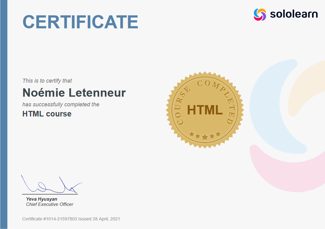 certificat sololearn